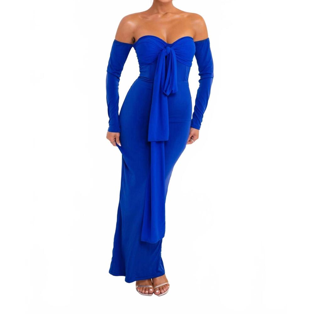 NEW LABEL NUE nellie long-sleeve dress in royal blue